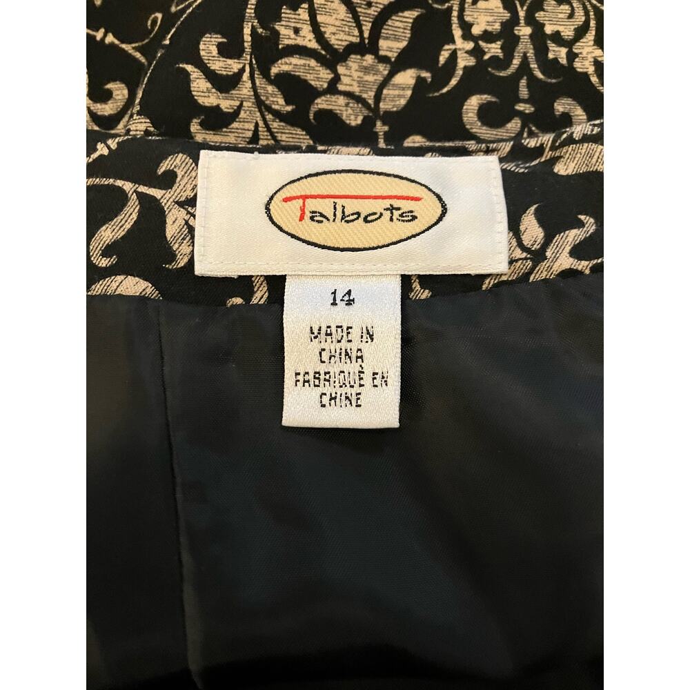 Talbots Women's Black & Tan Paisley Lined Mini Skirt Back Zip | Size 14 - Picture 5 of 7